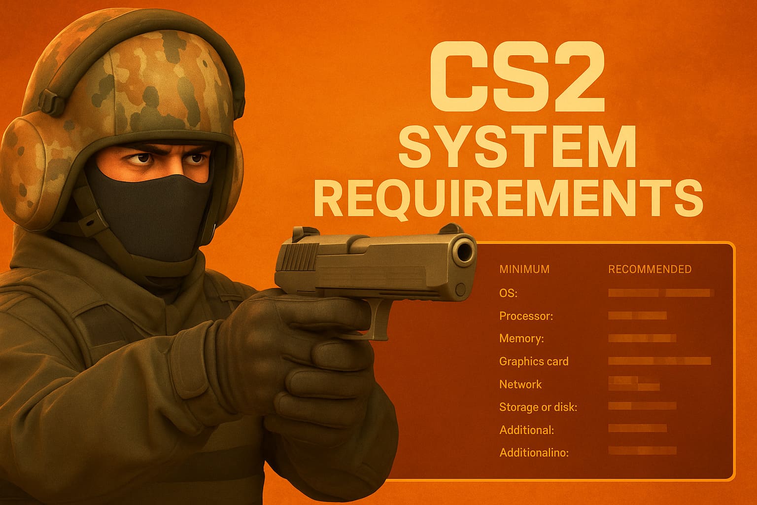 Cs 2 system requirements minimal and recommended pc to run counter